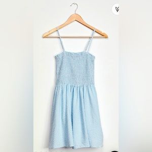 Treat Me Right Light Blue Gingham Smocked Mini Dress by Lulu’s